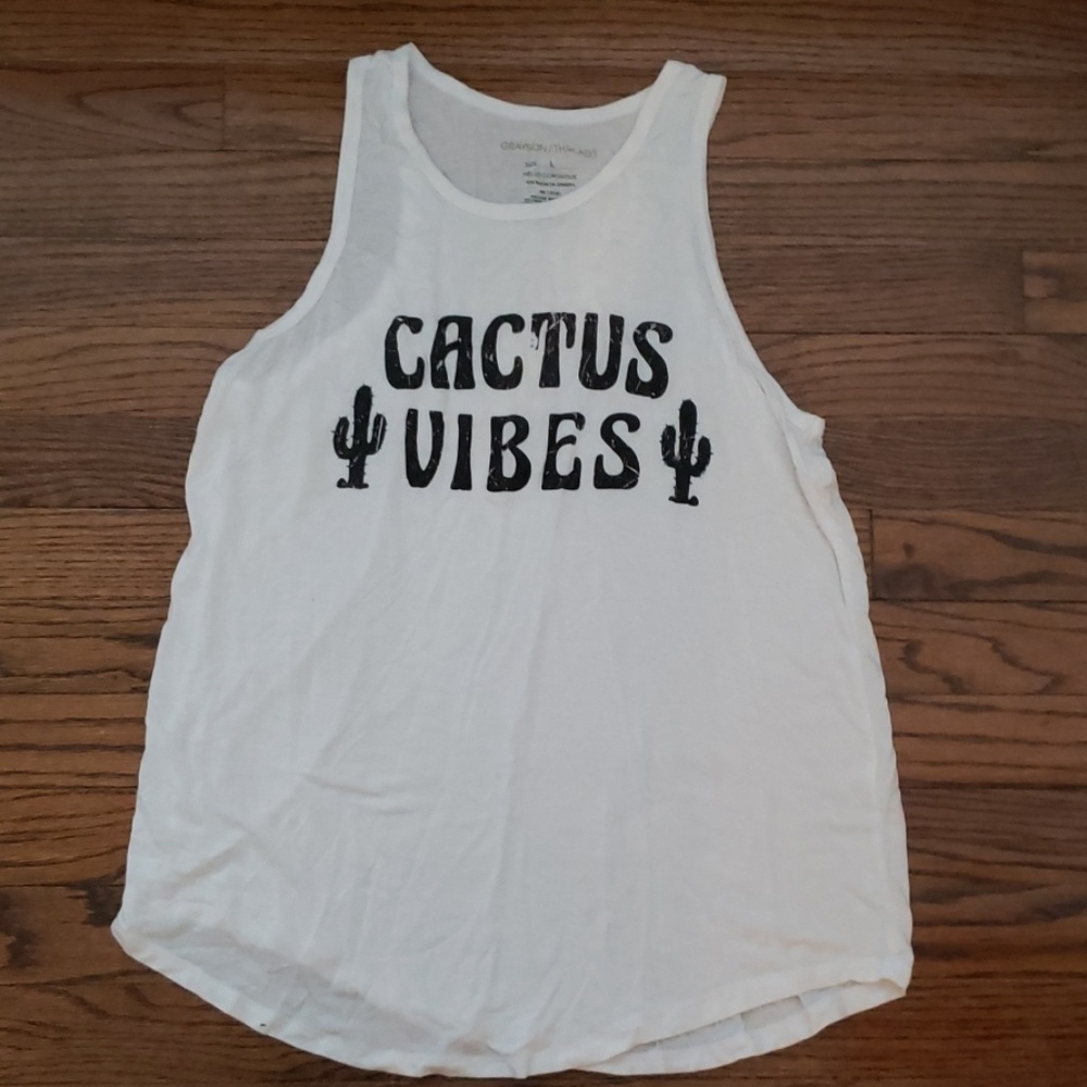 Light weight cotton white graphic tank